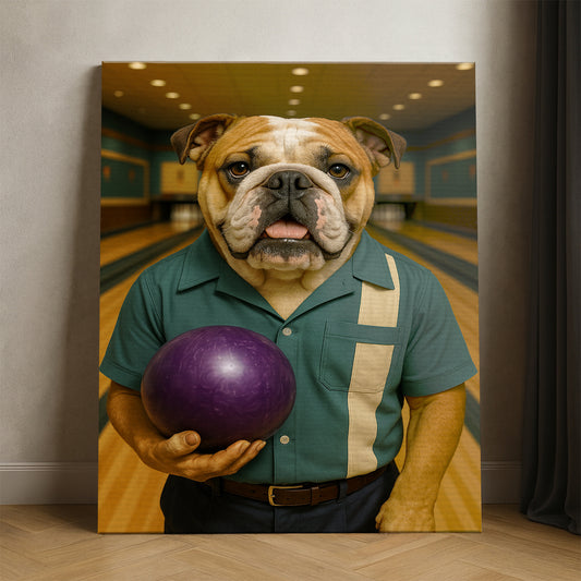 Custom Photo Bowling Dog Canvas Gift For Dog Lovers