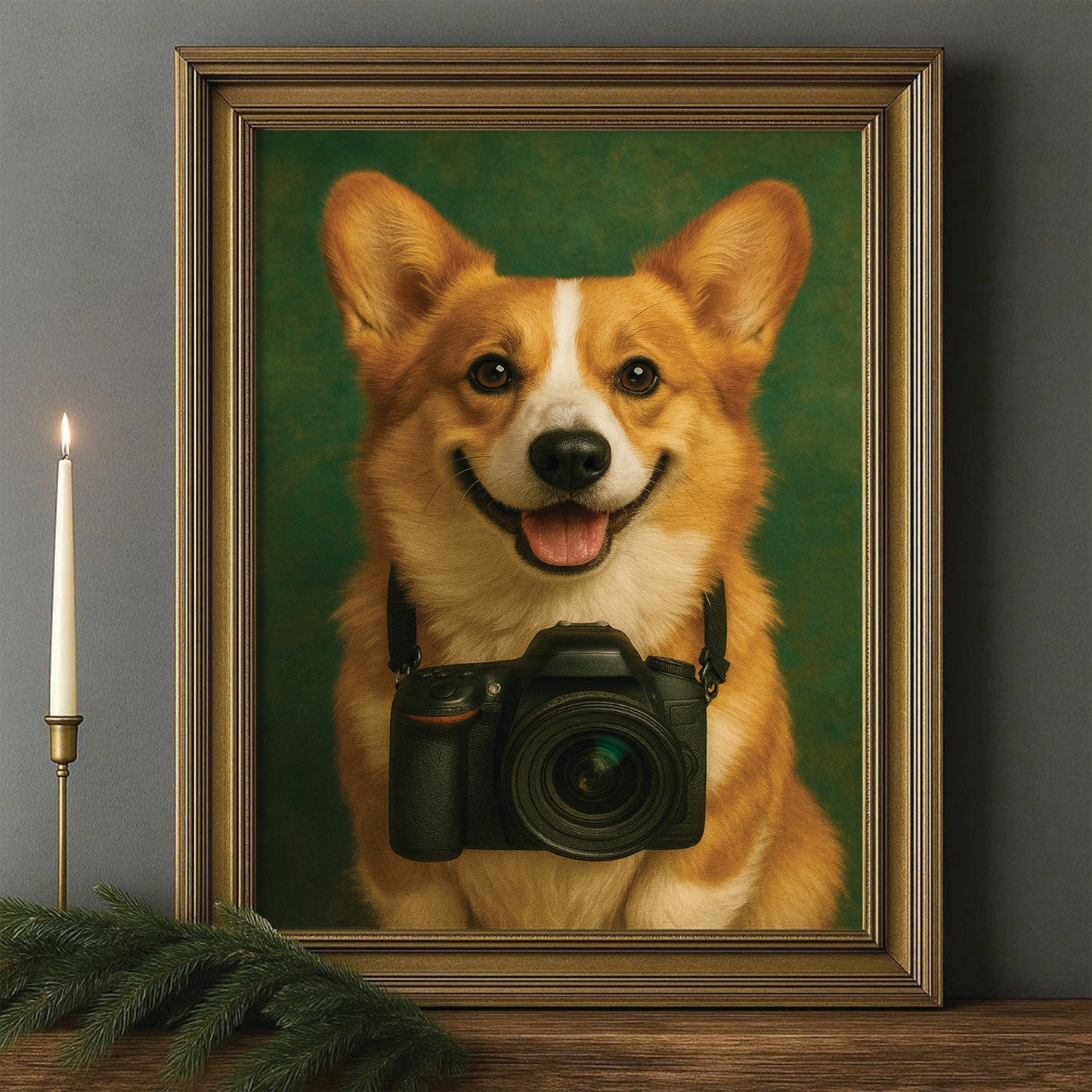 Custom Photo Photographer Dog Canvas Framed Wall Art Gift For Dog Lovers