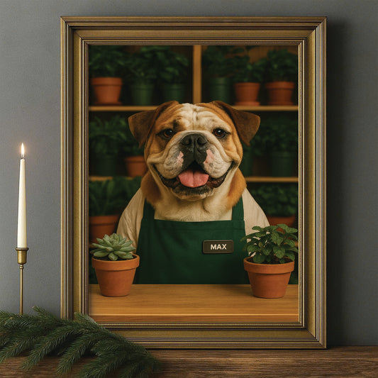 Custom Photo Gardener Dog Canvas Framed Wall Art Gift For Dog Lovers