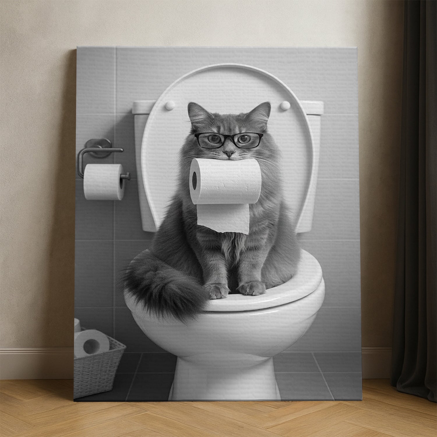Custom Photo Cat Bathroom Style 5 Canvas Gift For Cat Lovers