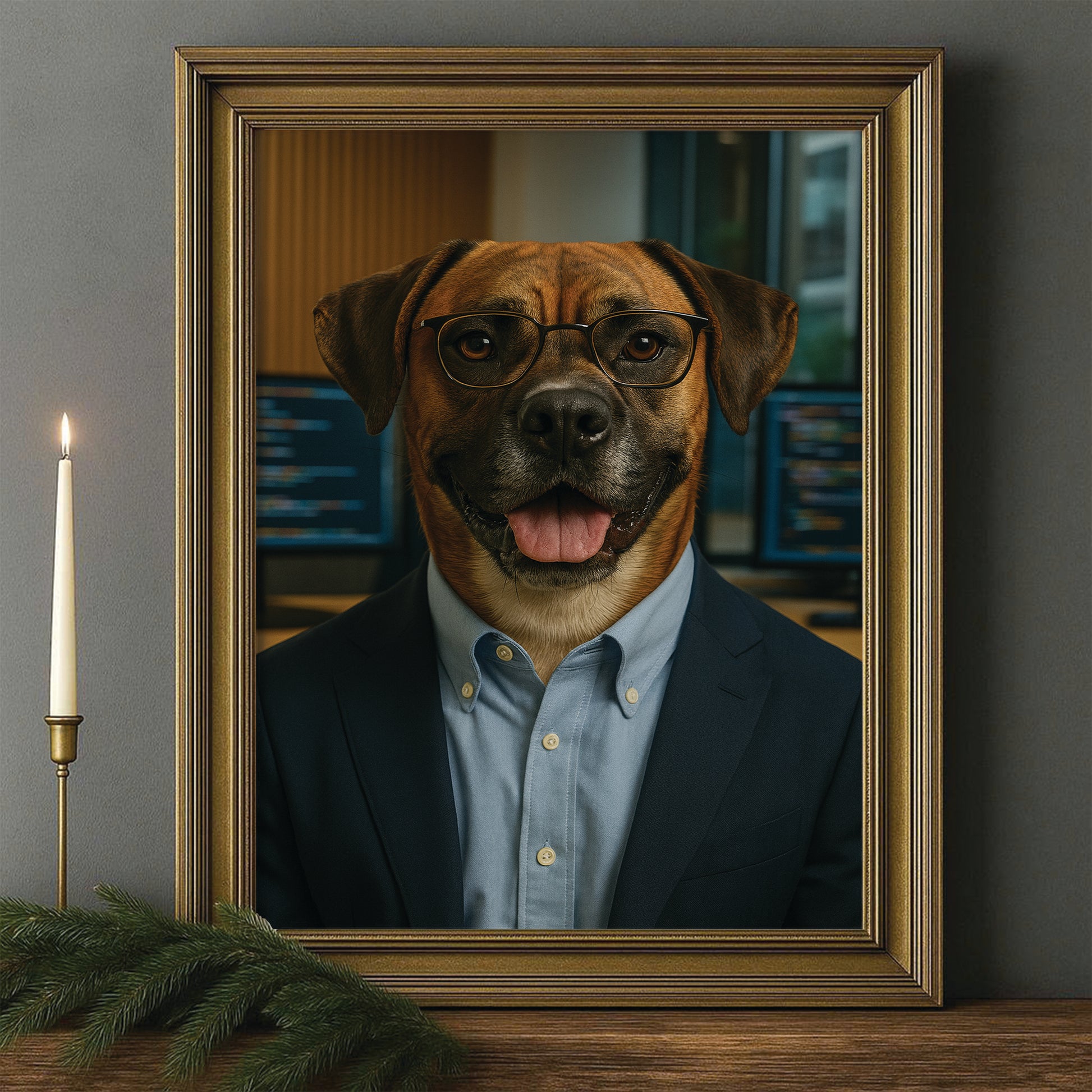 Custom Photo Software Developer Dog Canvas Framed Wall Art Gift For Dog Lovers