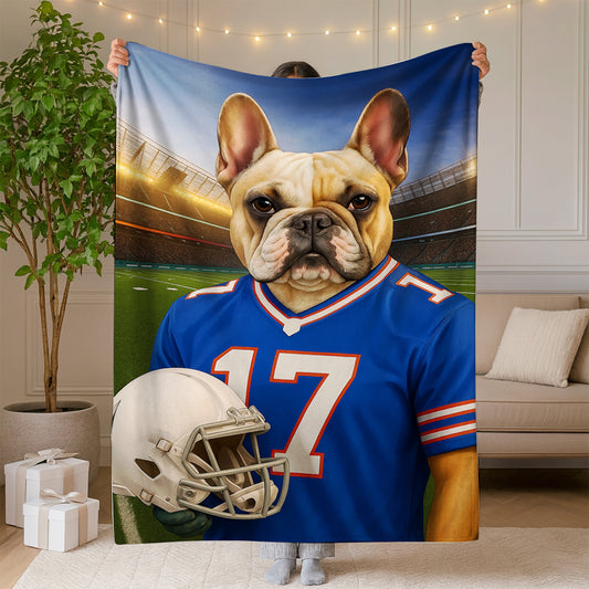 Custom Dog Photo Football Style Blanket For Dog Lover