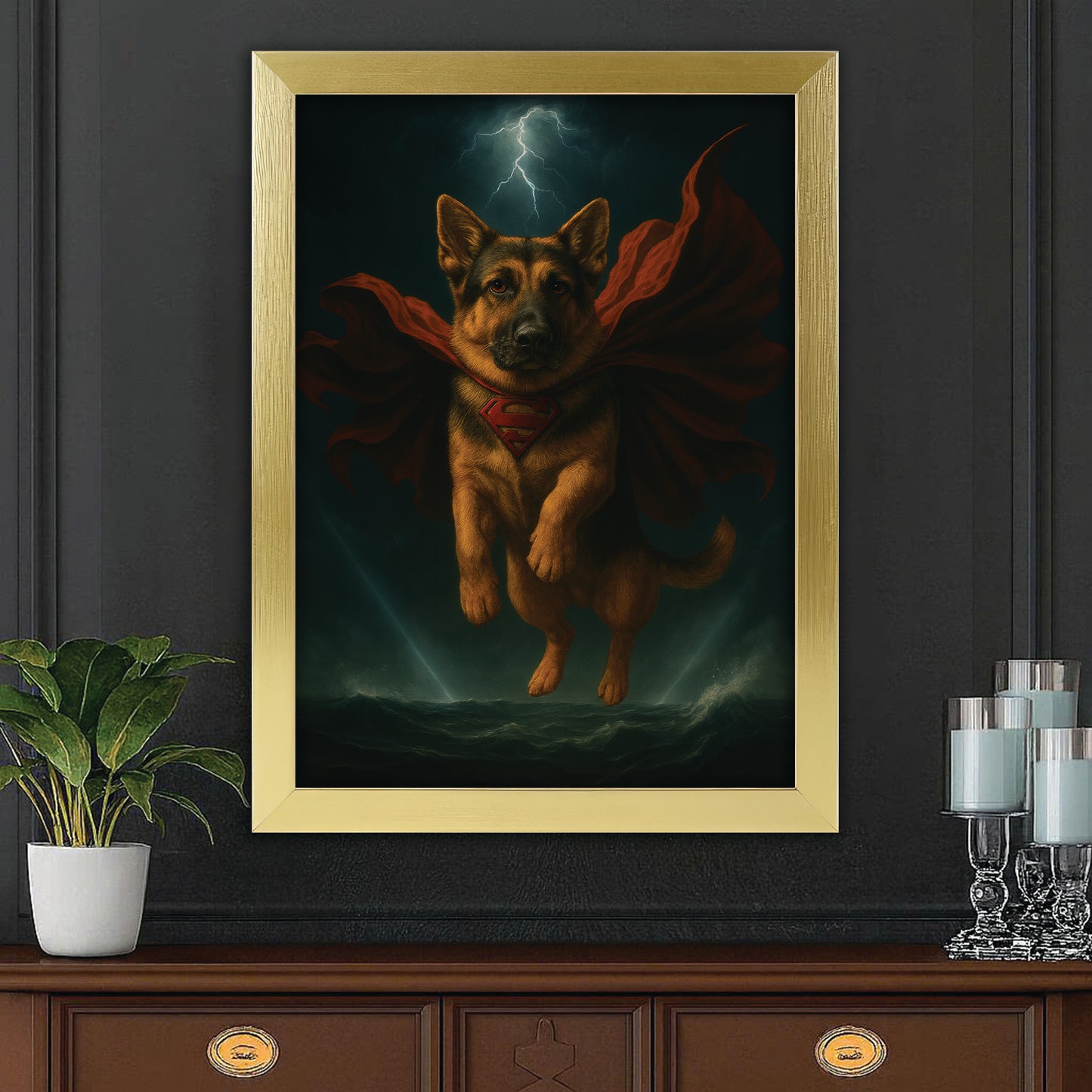 Custom Photo Dog Hero Canvas Framed Wall Art