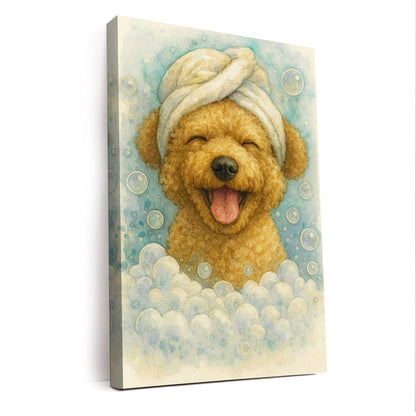 Custom Dog Potrait In Bathroom Canvas