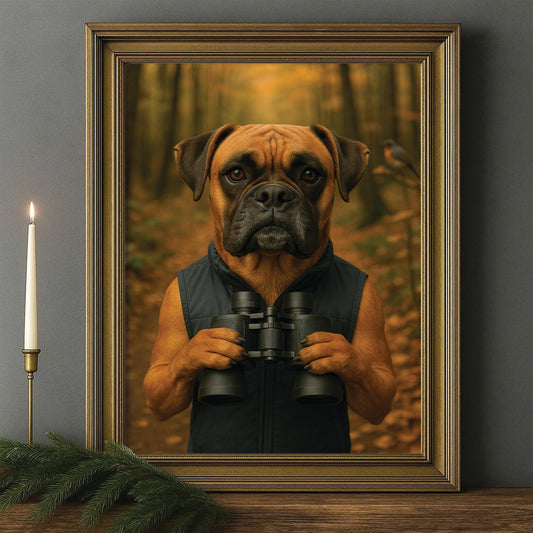 Custom Photo Bird Watching Dog Canvas Framed Wall Art Gift For Dog Lovers