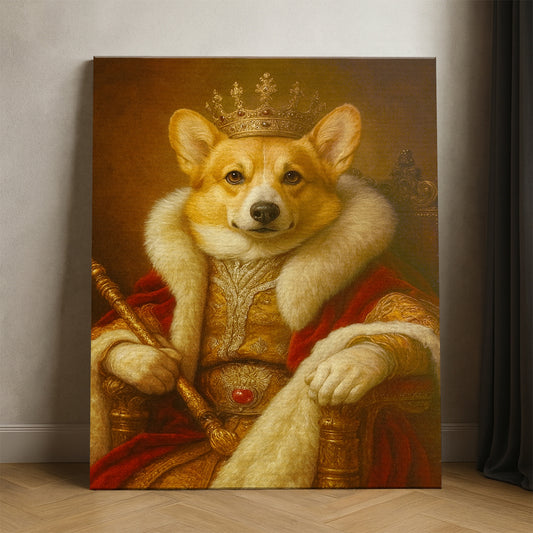 Custom Photo King Royal With Crown Dog Canvas Gift For Dog Lovers
