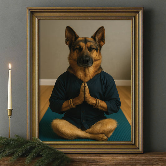 Custom Photo Yoga Dog Canvas Framed Wall Art Gift For Dog Lovers