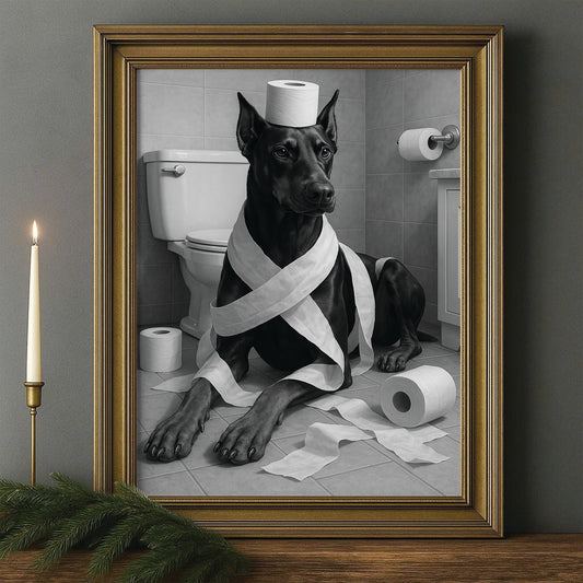 Custom Photo Dog Bathroom Style 16 Canvas Framed Wall Art Gift For Dog Lovers