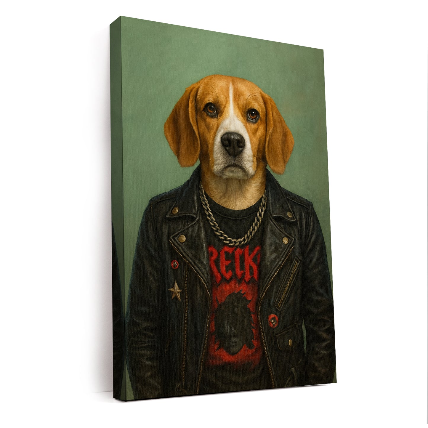 Custom Photo Rock n Roll Dog Canvas _ Gift For Dog Lovers