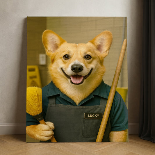 Custom Photo Janitor Dog Canvas Gift For Dog Lovers