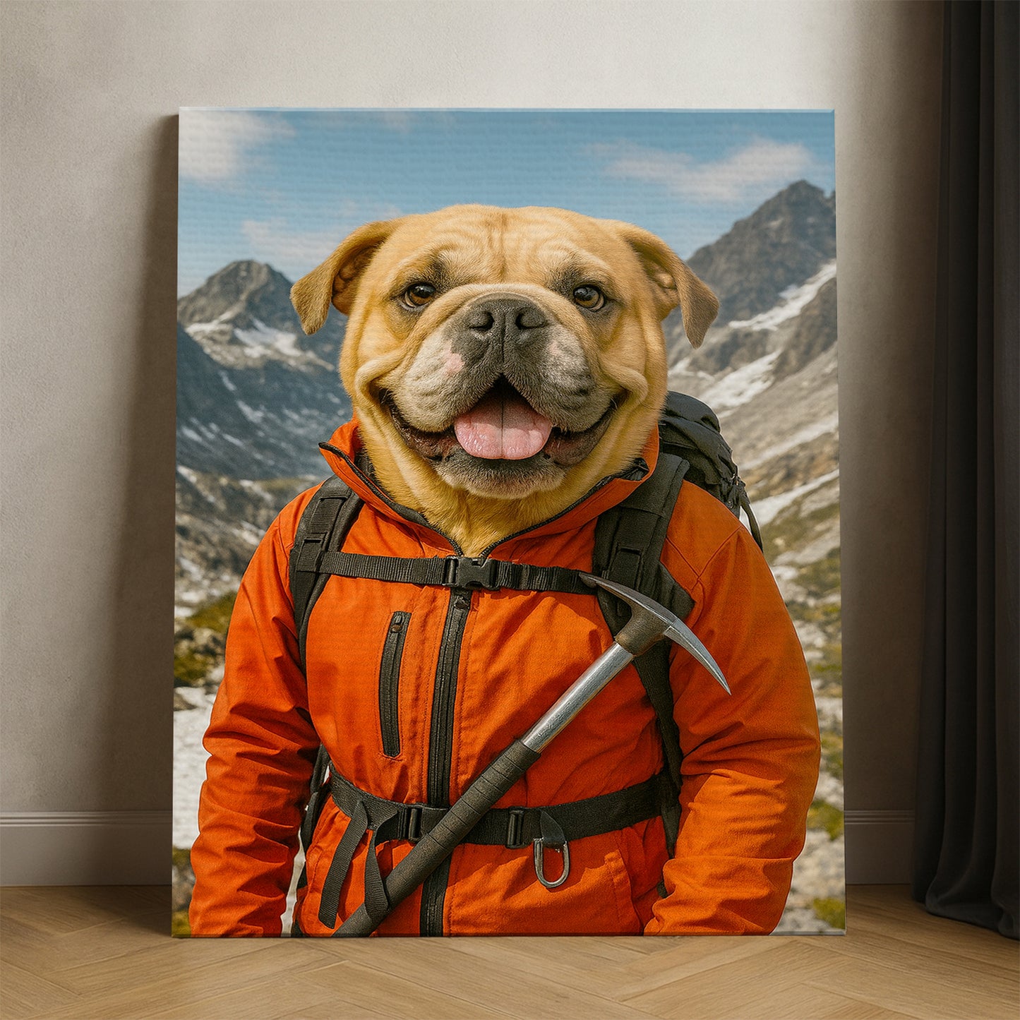 Custom Photo Mountaineer Climbing Dog Canvas Gift For Dog Lovers