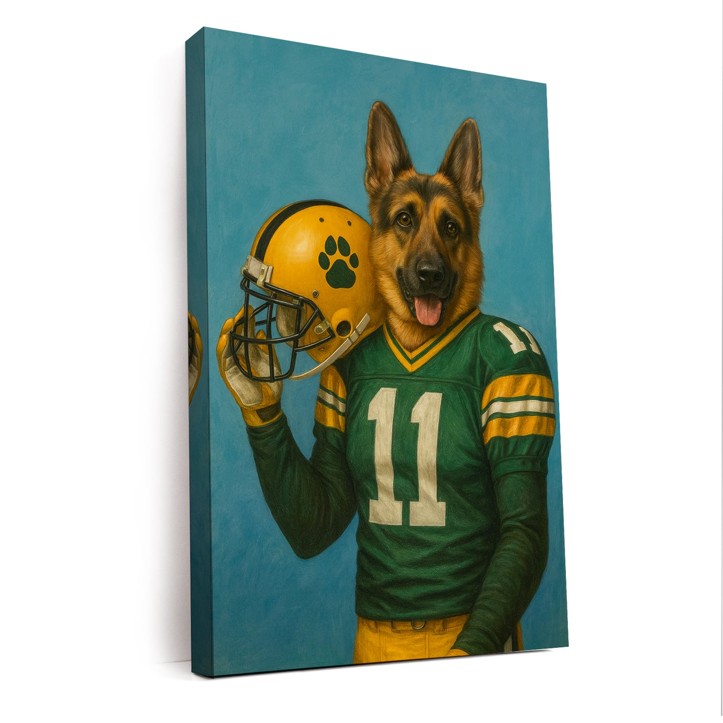 Custom Dog Photo Football Player Canvas