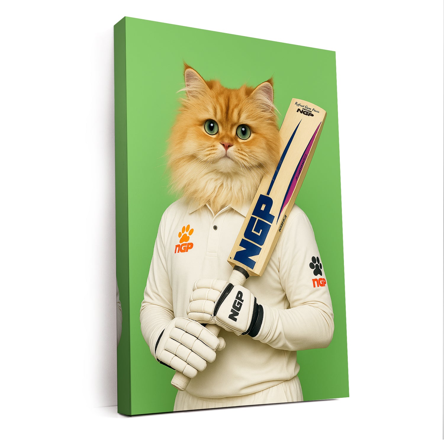 Custom Photo Cricketer Cat Canvas Gift For Cat Lovers