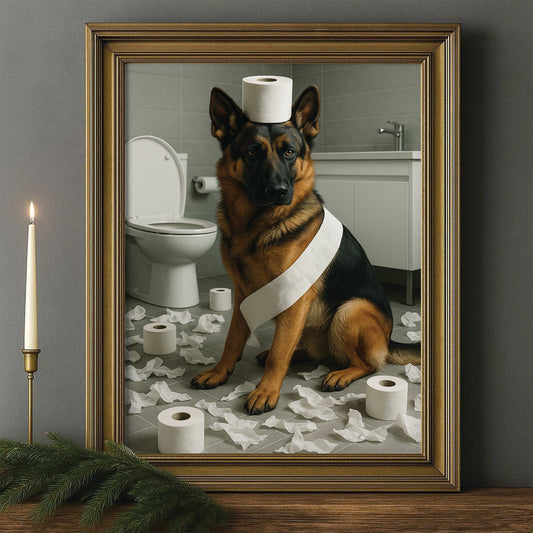 Custom Photo Dog Bathroom Style 19 Canvas Framed Wall Art Gift For Dog Lovers