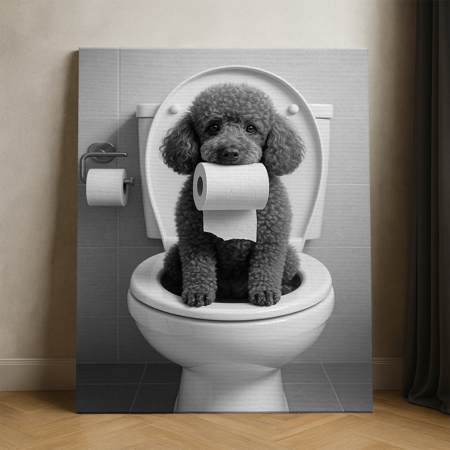 Custom Photo Dog Bathroom Style 5 Canvas Gift For Dog Lovers