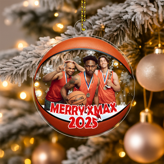 Custom Photo Basketball Team Christmas Acrylic Ornament Christmas Gift