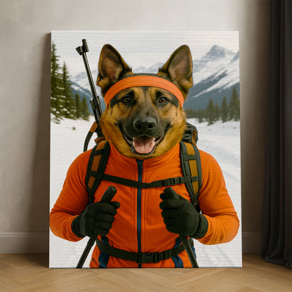Custom Photo Biathlete Cross Country Skiing Dog Canvas Gift For Dog Lovers
