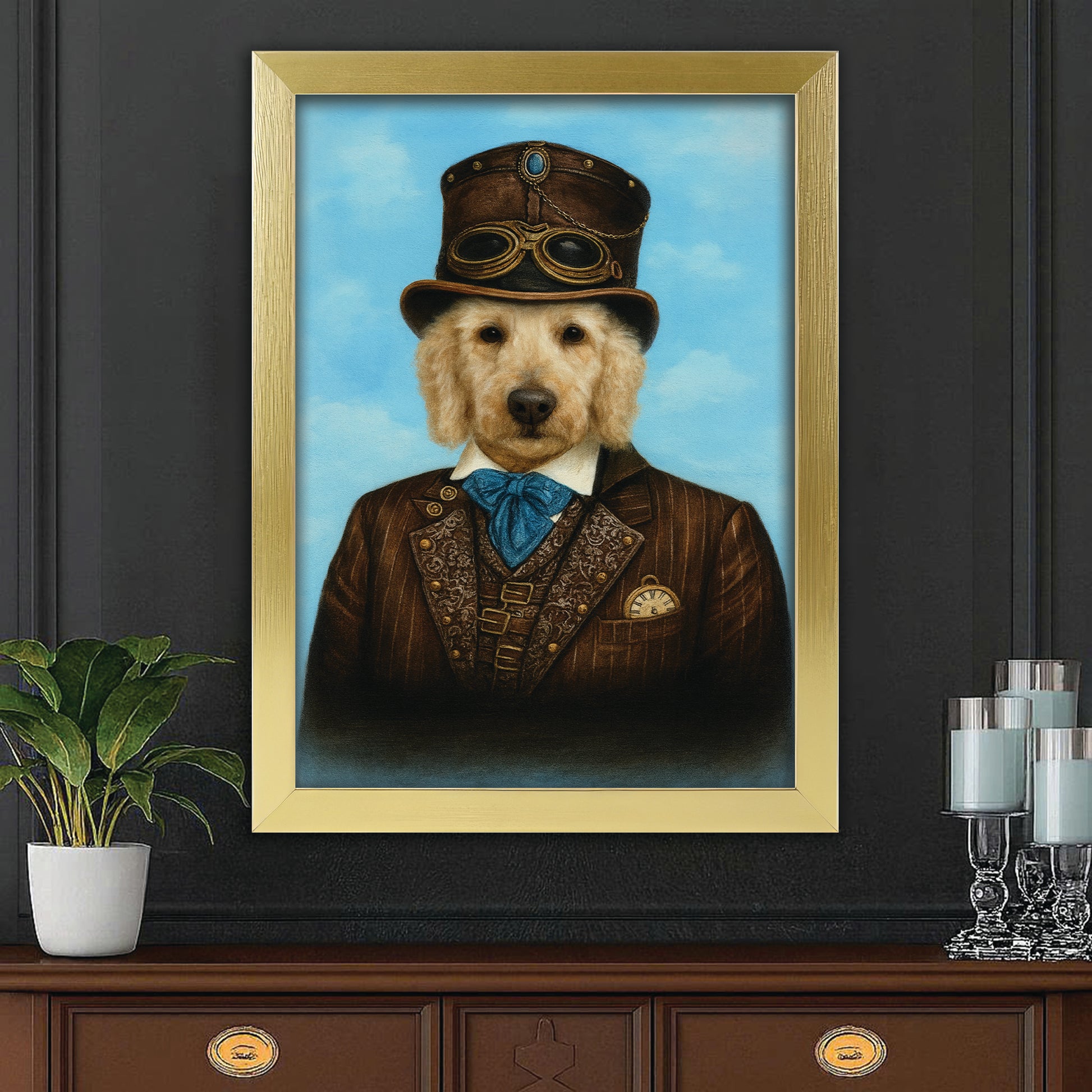 Custom Photo Pilot Dog Canvas Framed Wall Art Gift For Dog Lovers