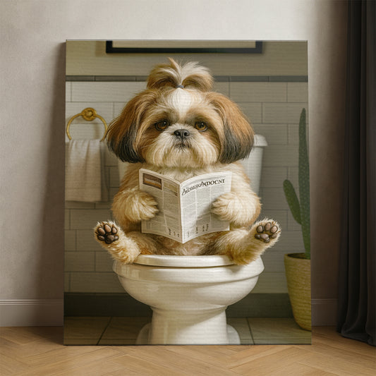 Custom Photo Dog Bathroom Style Canvas Gift For Dog Lovers