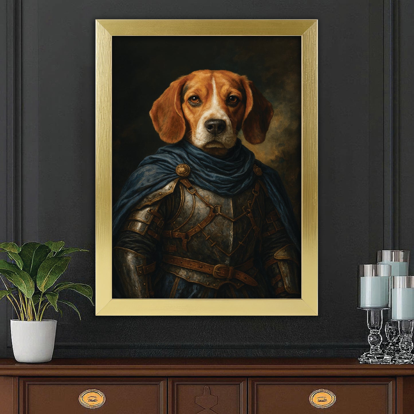 Custom Dog Photo Viking Canvas Framed Wall Art Framed Wall Art _ Gift For Dog Lovers