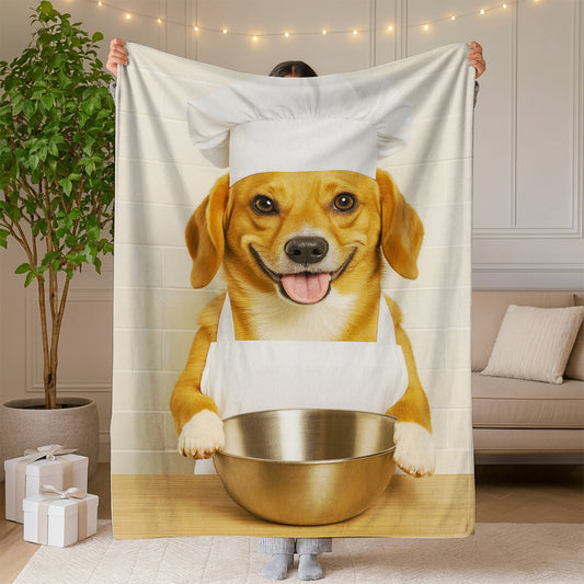 Custom Photo Dog Chef BlanketGift For Dog Lovers
