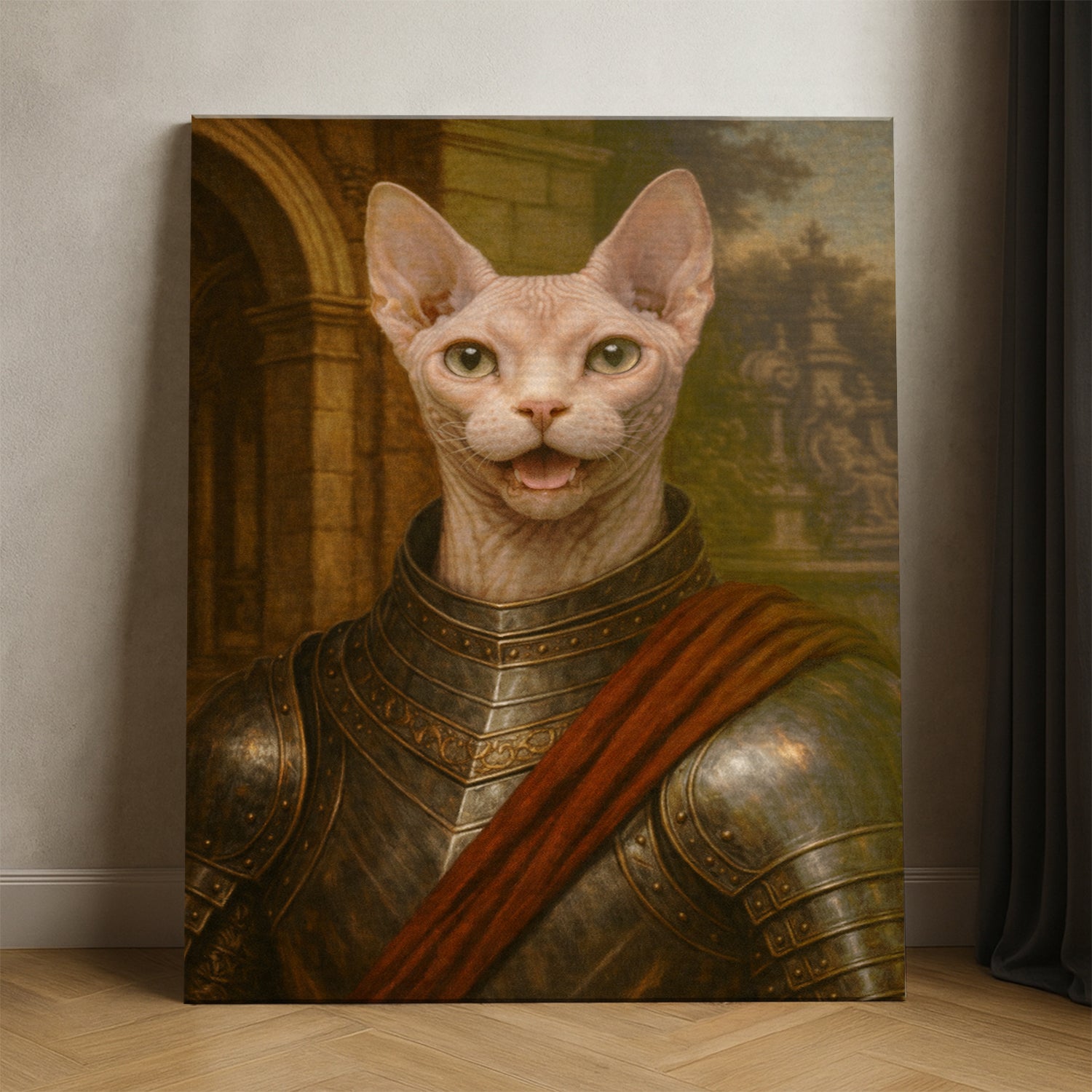 Custom Photo Cat Knight Canvas Gift For Cat Lovers