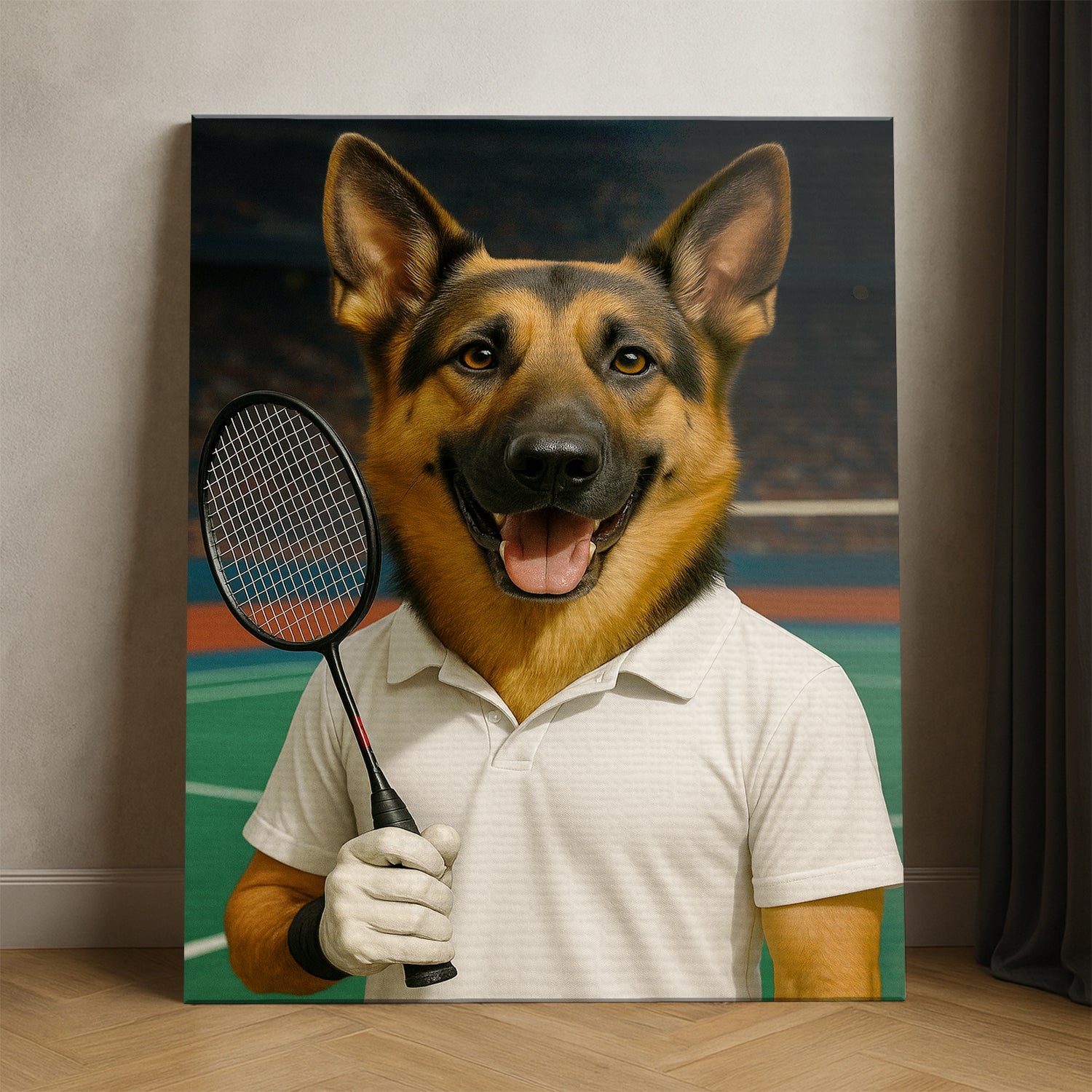 Custom Photo Badminton Dog Canvas Gift For Dog Lovers