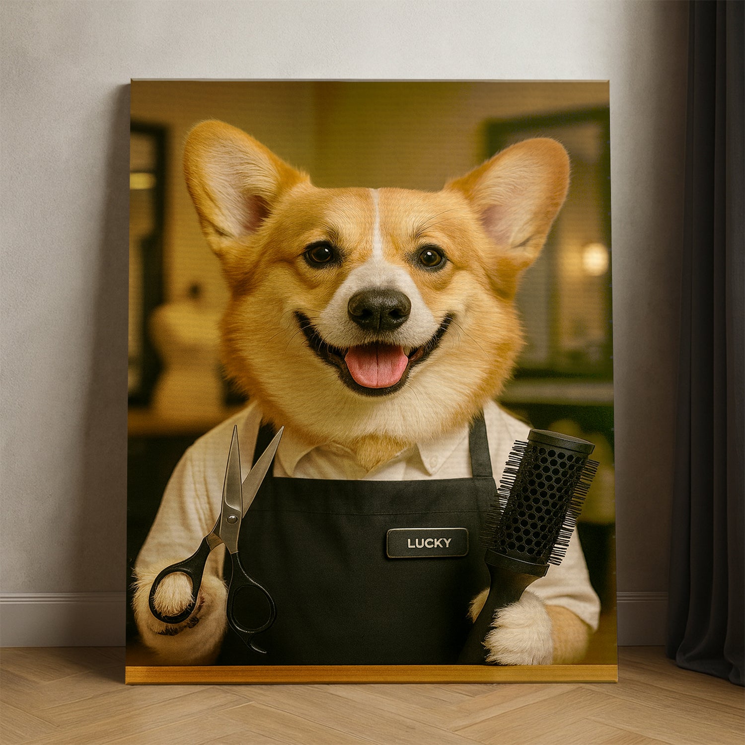 Custom Photo Hair Stylist Dog Canvas Gift For Dog Lovers