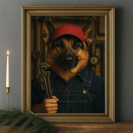 Custom Photo Plumber Dog Canvas Framed Wall Art Gift For Dog Lovers