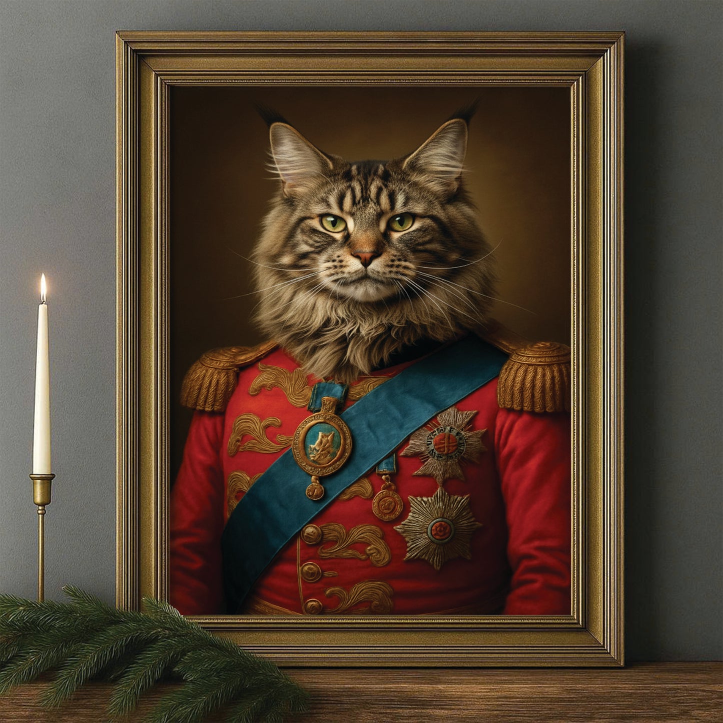 Custom Photo Royal Cat Canvas Framed Wall Art Gift For Cat Lover