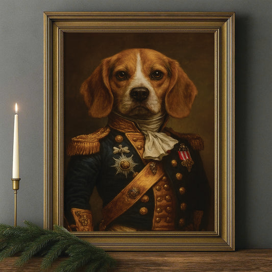 Custom Photo Dog Royal Style 02 Canvas Framed Wall Art Gift For Dog Lovers