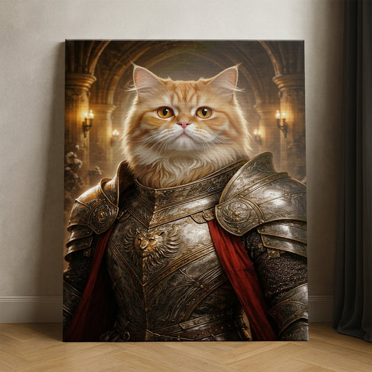 Custom Photo Royal Knight Cat Style 01 Canvas Gift For Cat Lovers