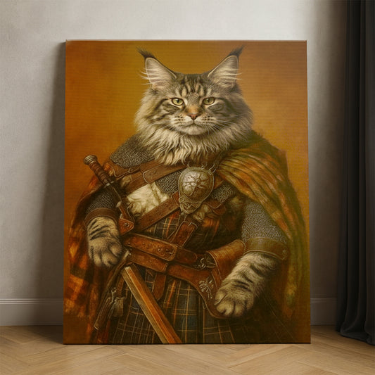 Custom Photo Royal Knight Cat Canvas Gift For Cat Lovers