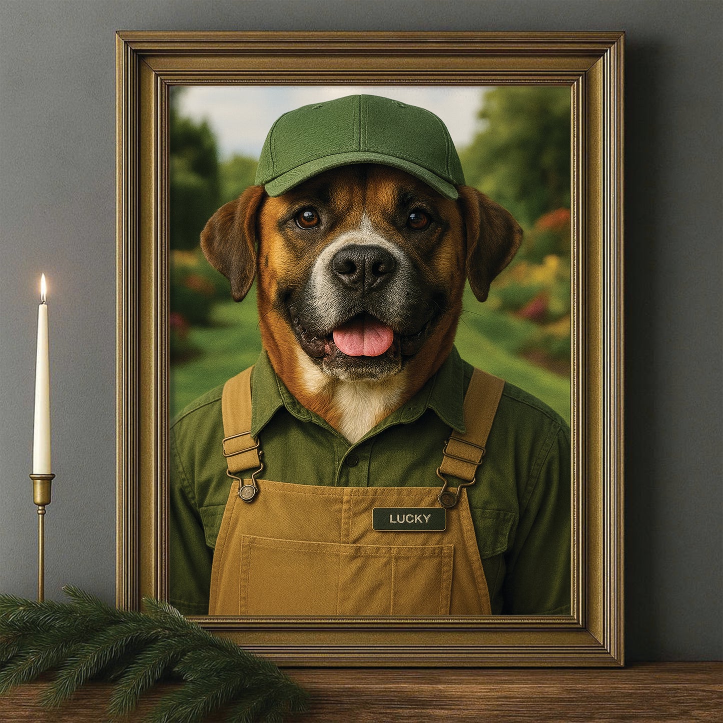 Custom Photo Gardener 2 Dog Canvas Framed Wall Art Gift For Dog Lovers