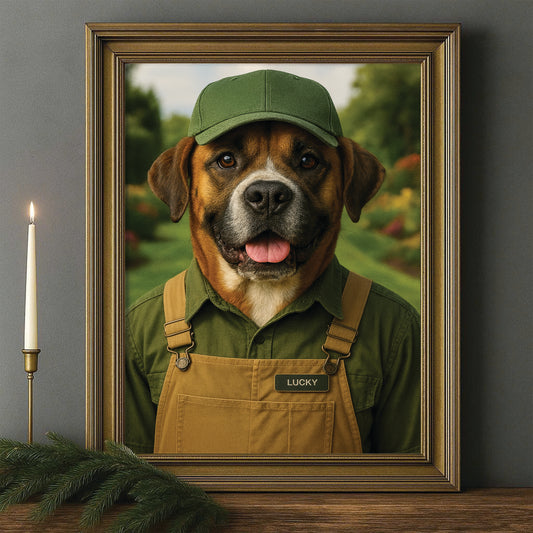 Custom Photo Gardener 2 Dog Canvas Framed Wall Art Gift For Dog Lovers