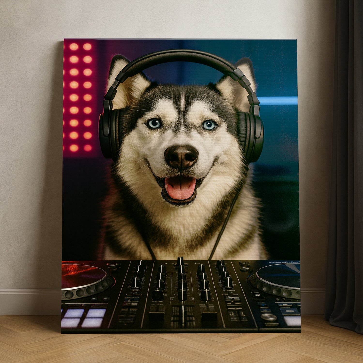 Custom Photo Dj Dog Canvas Gift For Dog Lovers