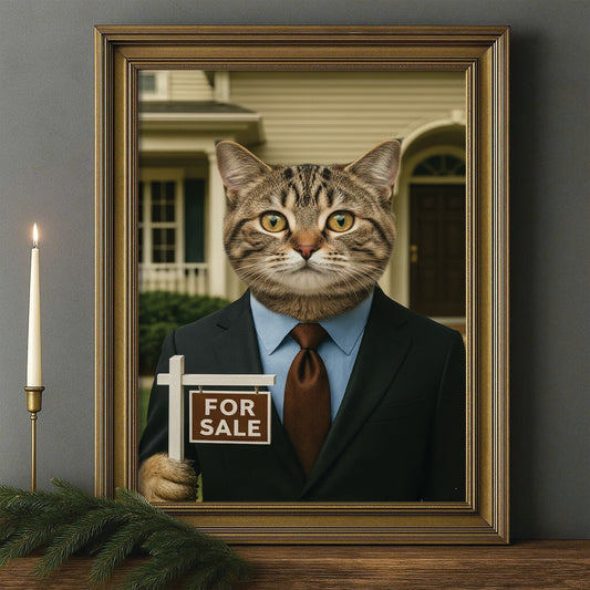 Custom Photo Realtor Cat Canvas Framed Wall Art Gift For Cat Lovers