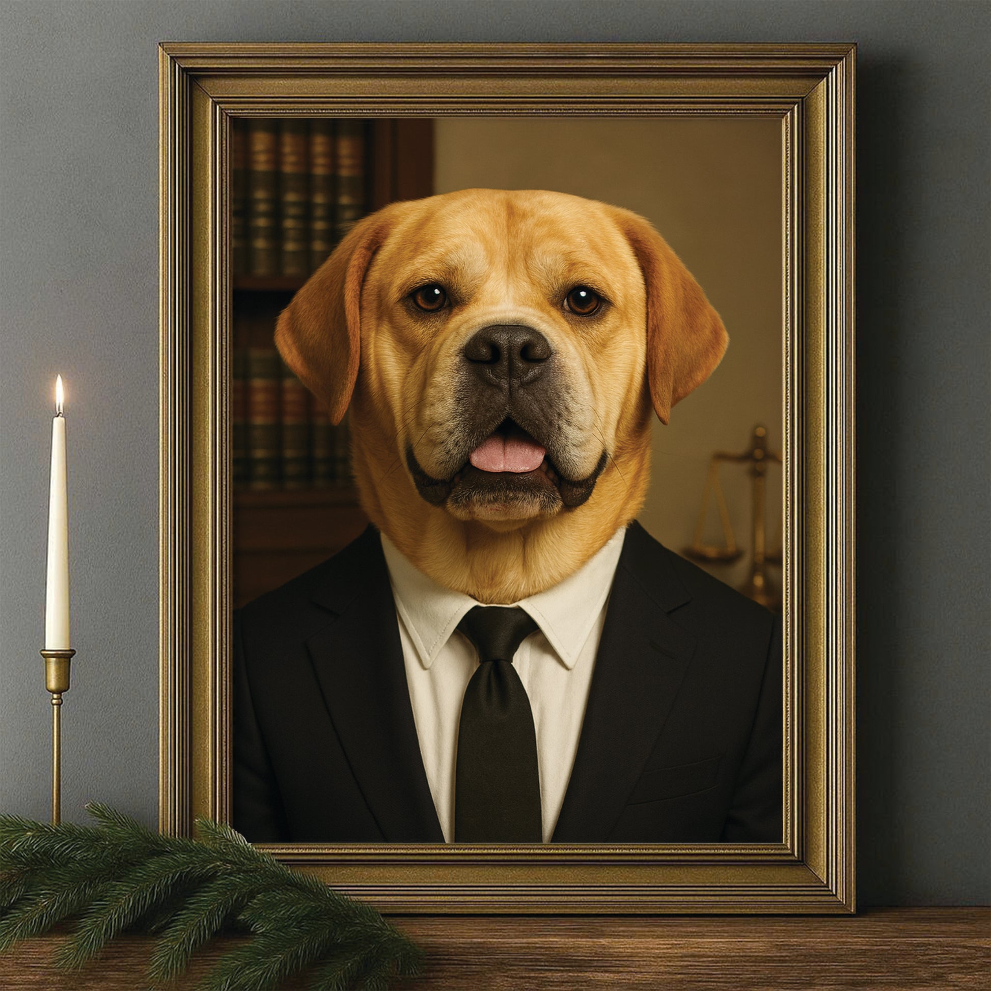 Custom Photo Lawyer Dog Canvas Framed Wall Art Gift For Dog Lovers