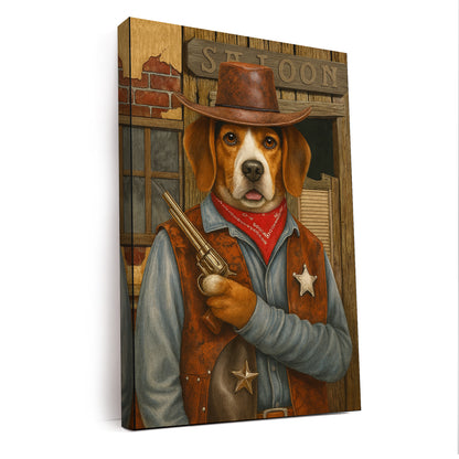 Custom Photo Dog Cowboy Canvas