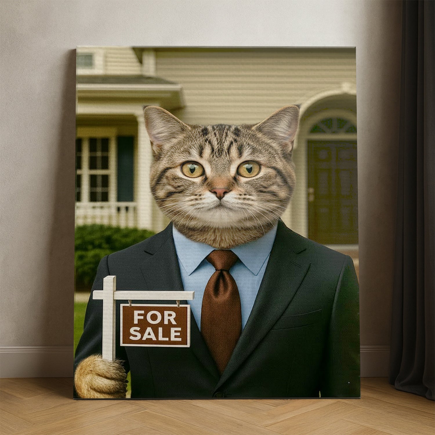 Custom Photo Realtor Cat Canvas Gift For Cat Lovers