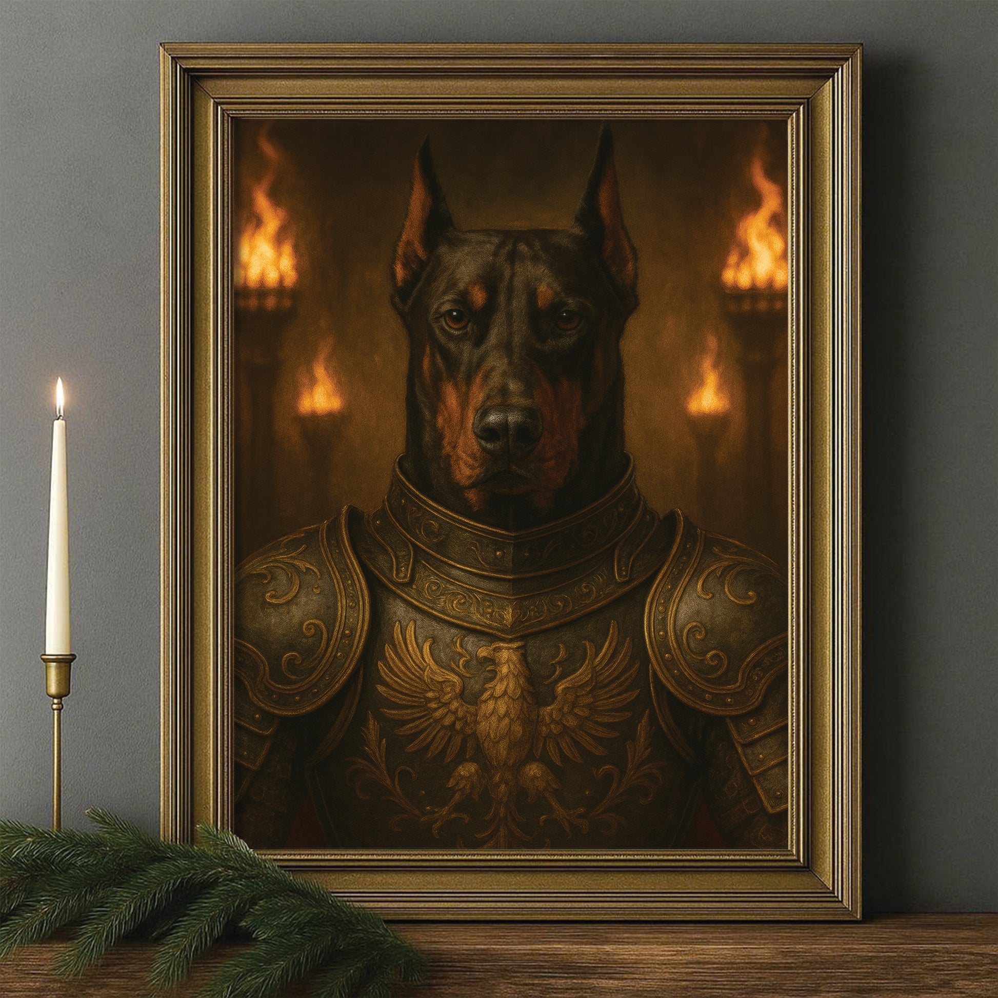 Custom Photo Dog Knight Royal Canvas Framed Wall Art Gift For Dog Lovers