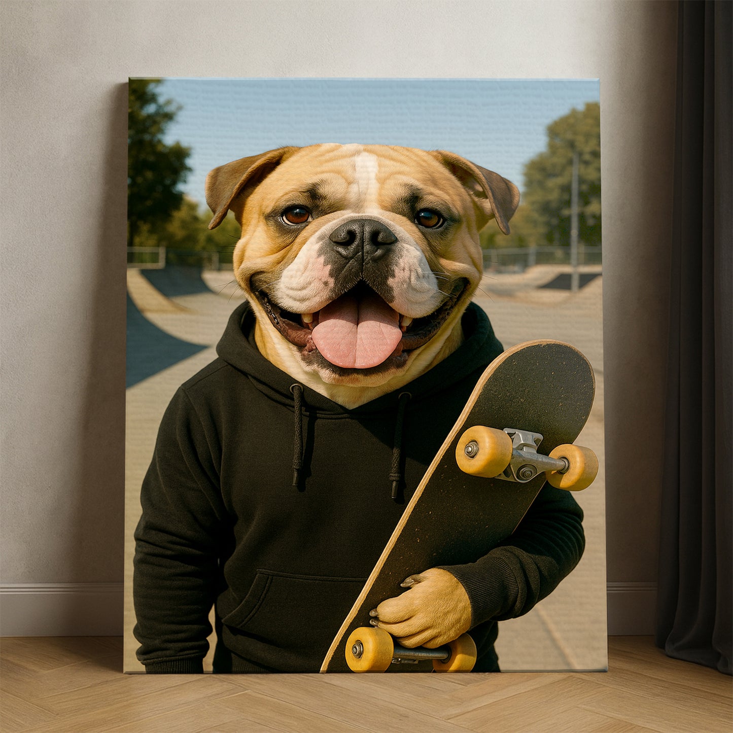 Custom Photo Skater Skateboard Canvas Gift For Dog Lovers