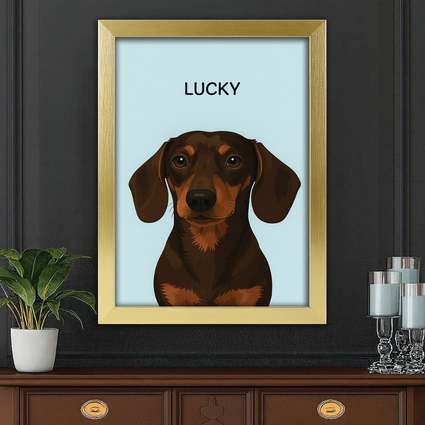 Custom Photo Minimalist Classic Dog Canvas Framed Wall Art Gift For Dog Lovers