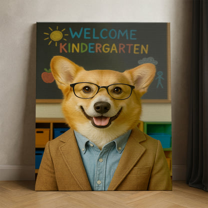 Custom Photo Kindergarten Teacher Canvas Gift For Dog Lovers
