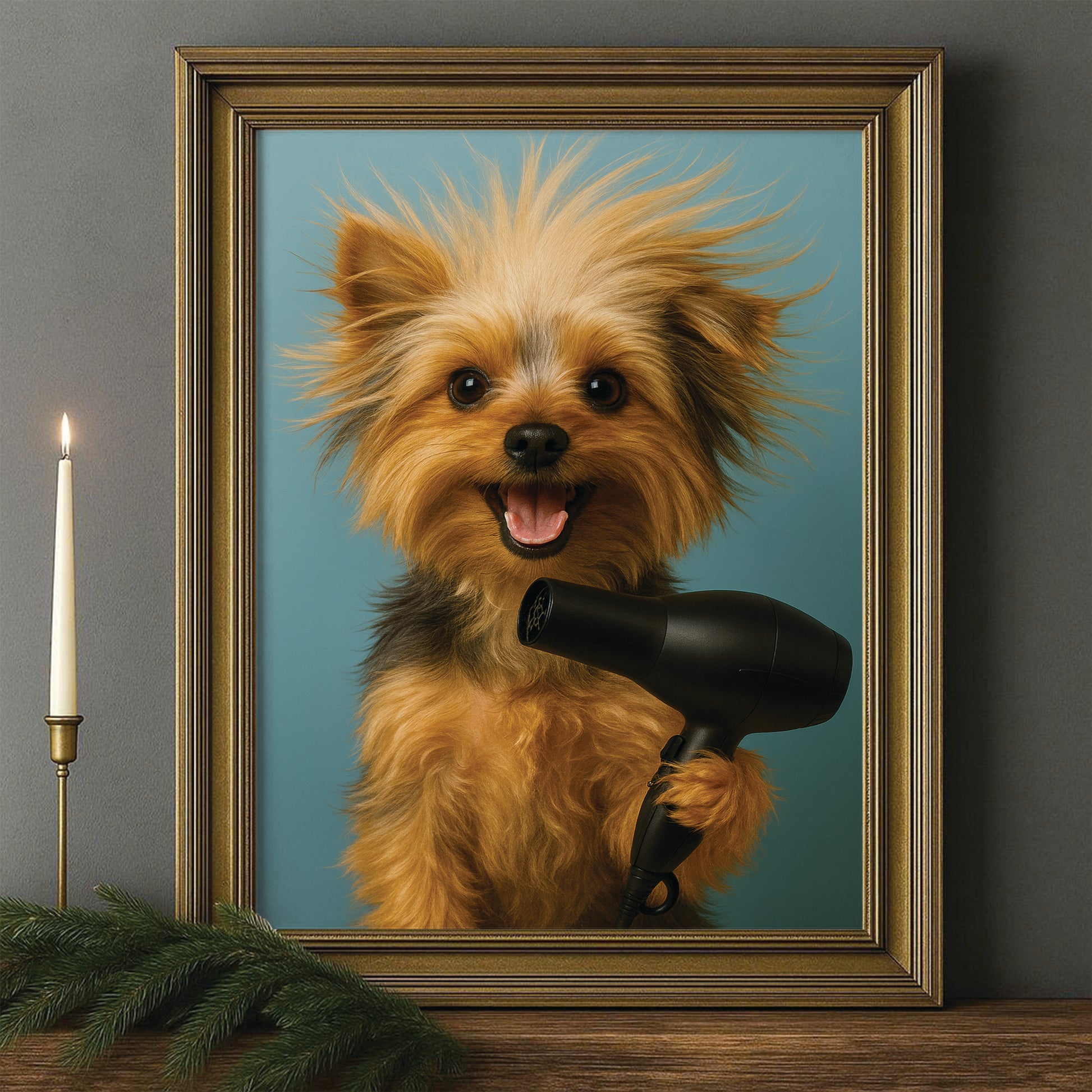 Custom Photo Dog Bathroom Style 35 Canvas Framed Wall Art Gift For Dog Lovers