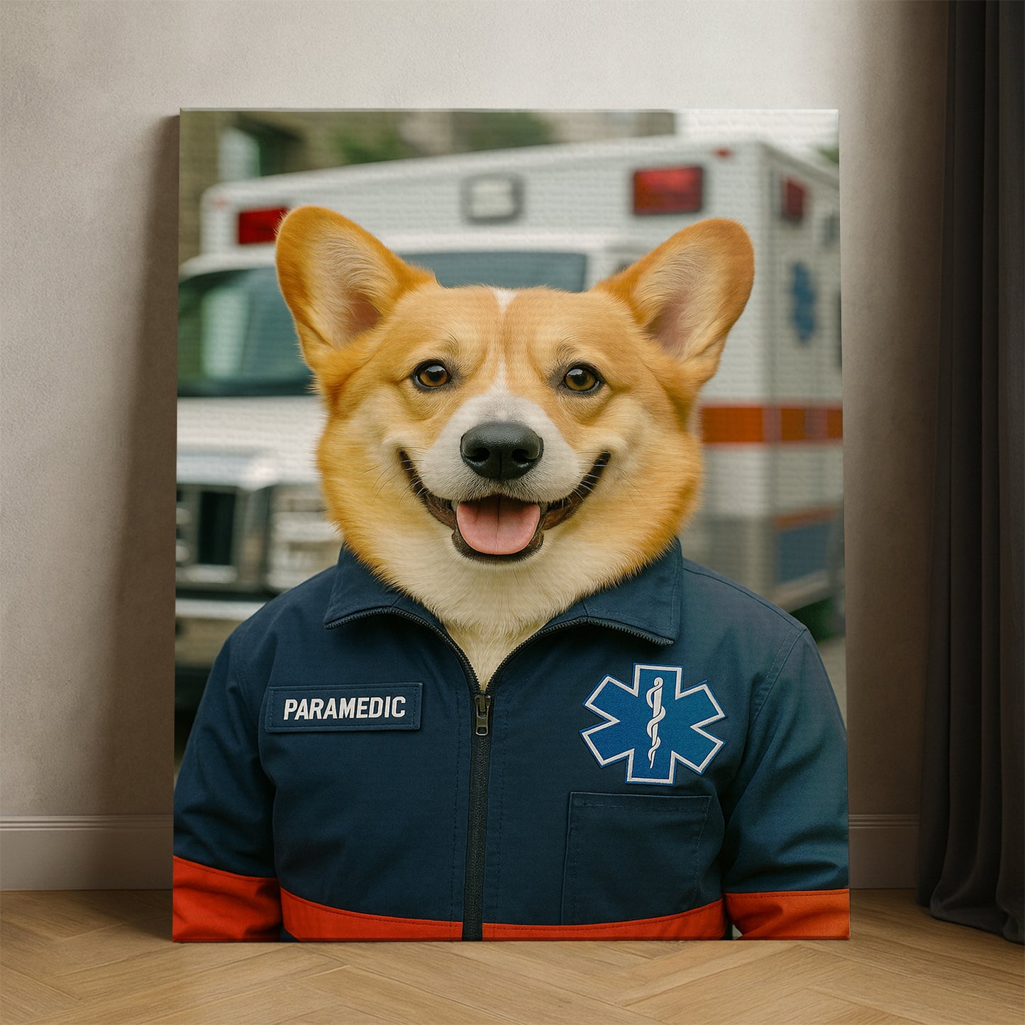 Custom Photo Paramedic Emt Dog Canvas Gift For Dog Lovers