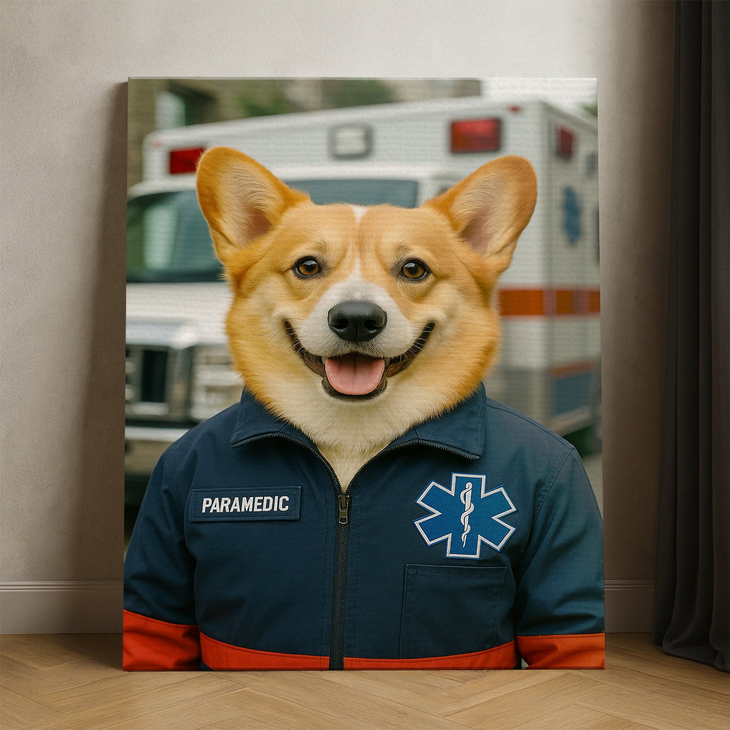 Custom Photo Paramedic Emt Dog Canvas Gift For Dog Lovers