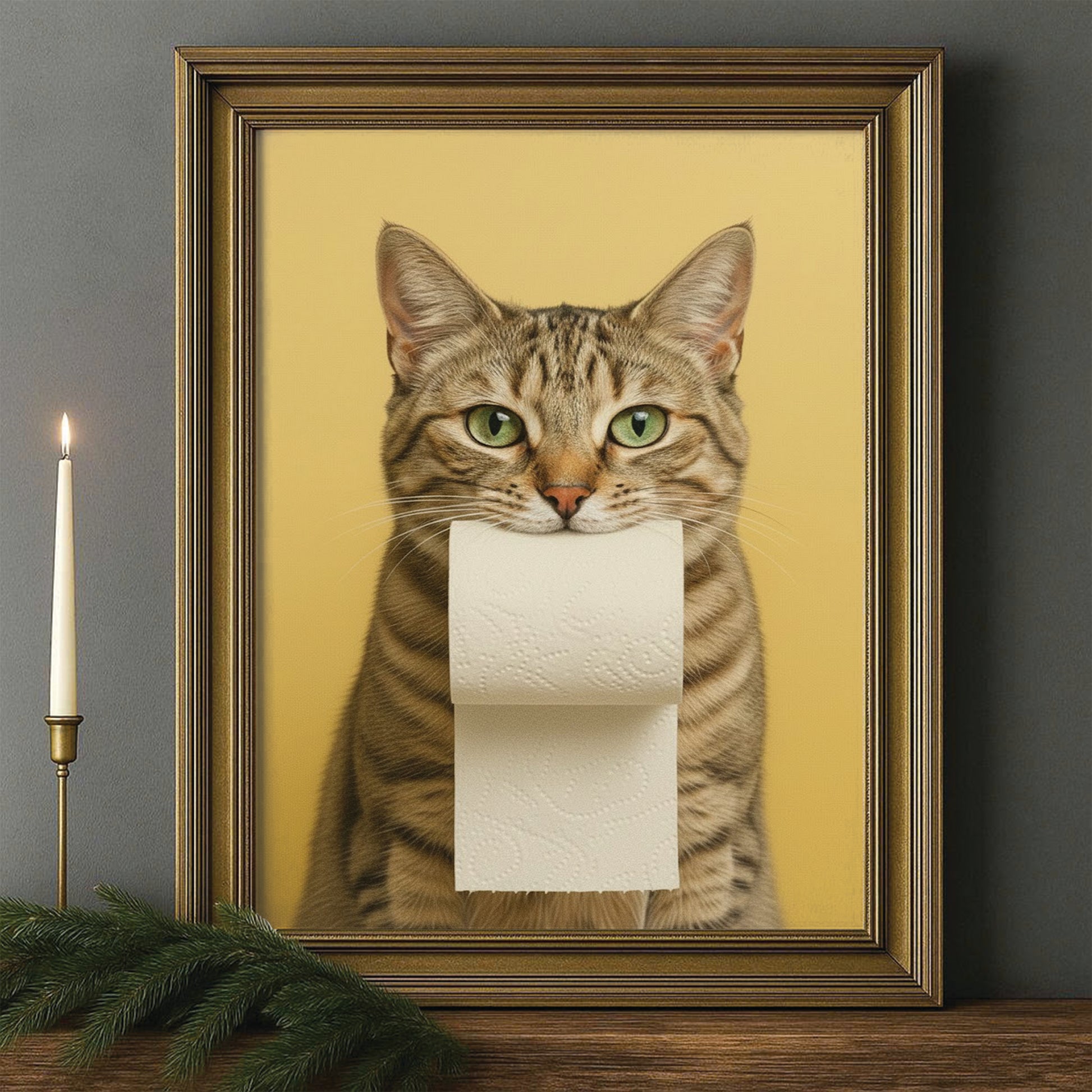 Custom Photo Cat Bathroom Style 23 Canvas Framed Wall Art Gift For Cat Lovers