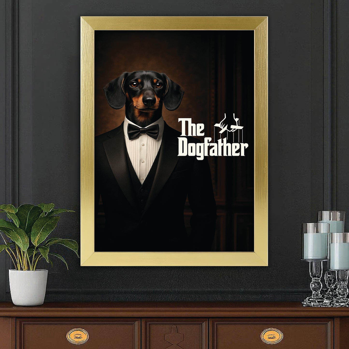 Custom Photo Dog Father Canvas Framed Wall Art Framed Wall Art _ Gift For Dog Lovers