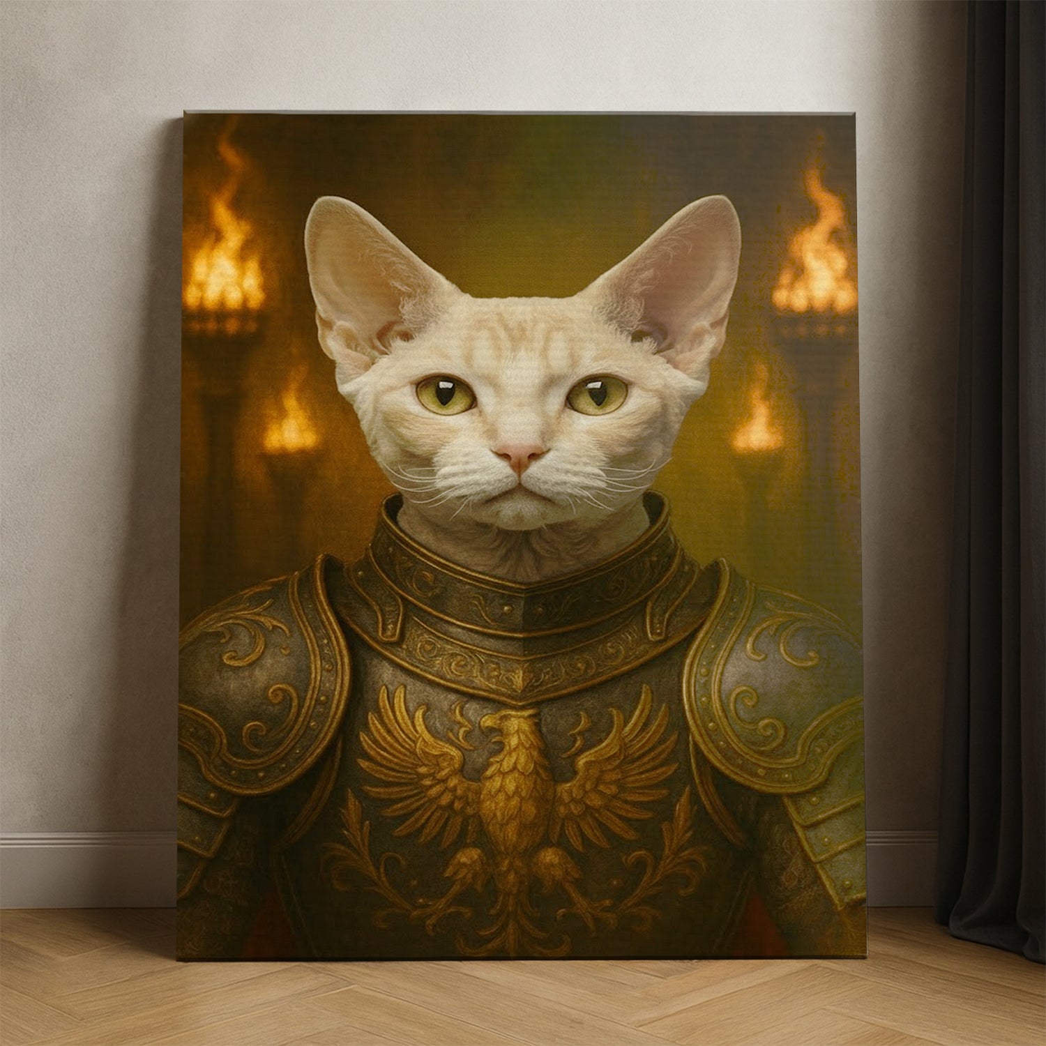 Custom Photo Cat Knight Royal Canvas Gift For Cat Lovers